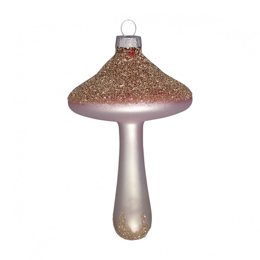 Елочная игрушка Mushroom gold glitter large
