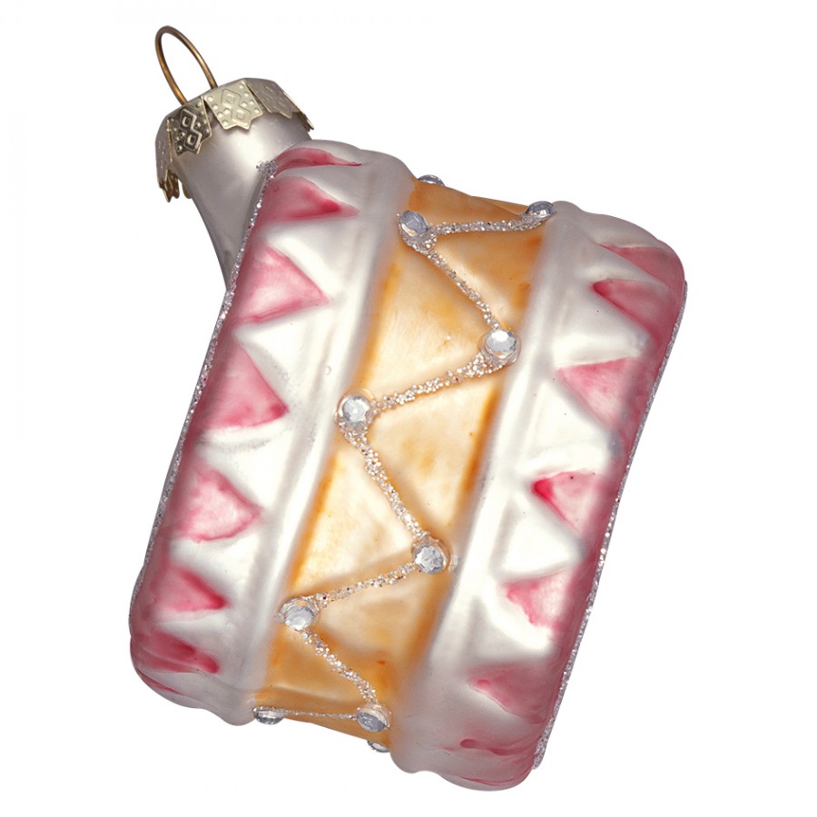 Елочная игрушка Drum pale pink medium