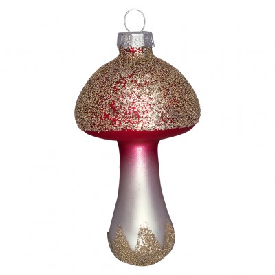 Елочная игрушка Mushroom gold glitter medium