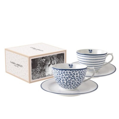 Набор чайных пар LAURA ASHLEY Blue print Petit Fours 260 мл 2 шт