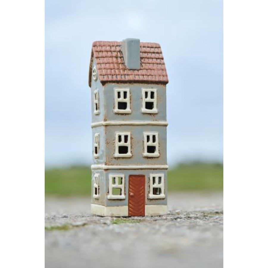 Подсвечник House tealight My Home Town rust-coloured door grey