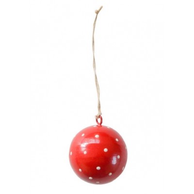 Подвесное украшение Ball red with white dots 5 см