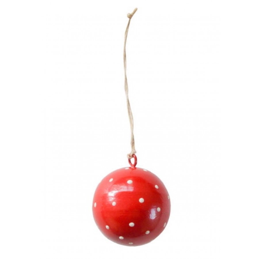 Подвесное украшение Ball red with white dots 5 см