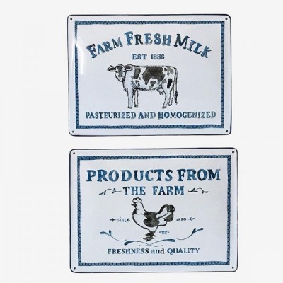 Набор металлических табличек chicken/cow 2 шт