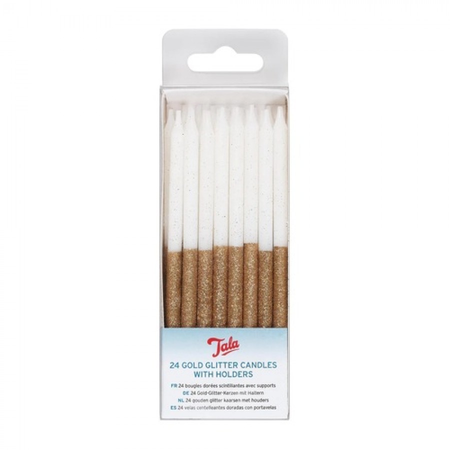 Набор свечей с держателями Gold Glitter 24 шт