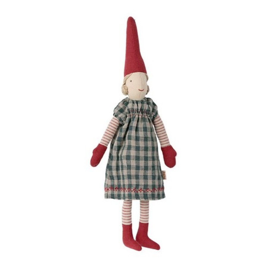 Гном Пикси Girl Blue checkered, 31 см