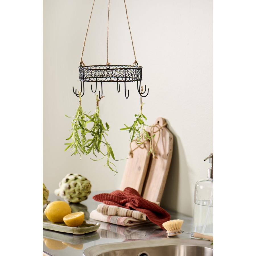 Подвесная корзина с 8 крючками и джутовой бечевкой