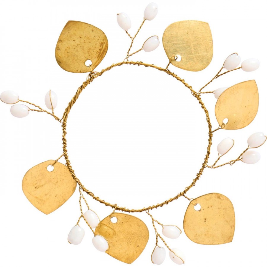 Венок мини brass leaves and white beads Gloria inside 4,3 см