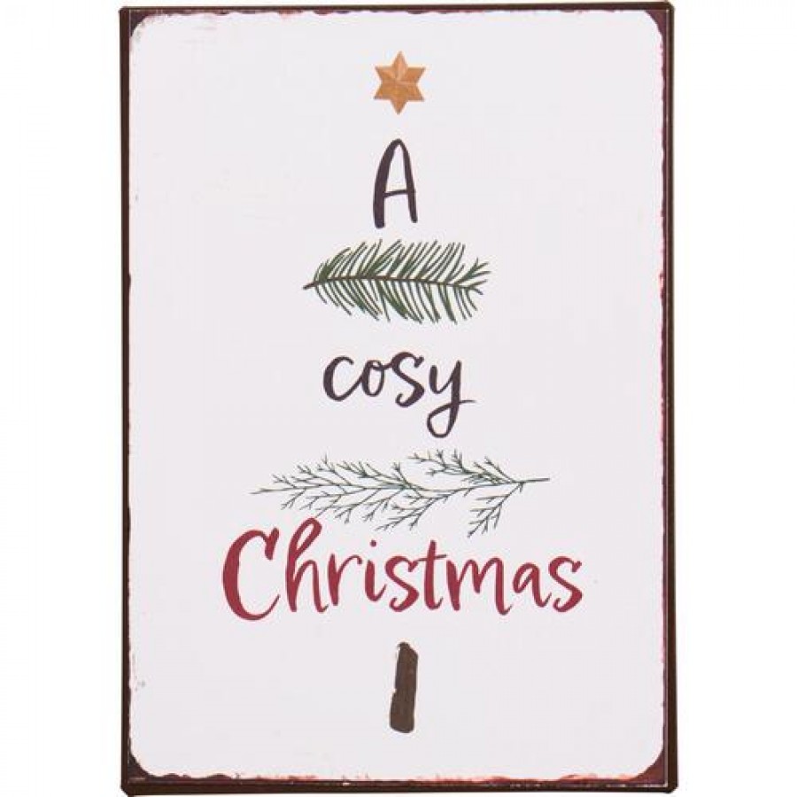 Металлическая табличка A cosy Christmas 14х20 см