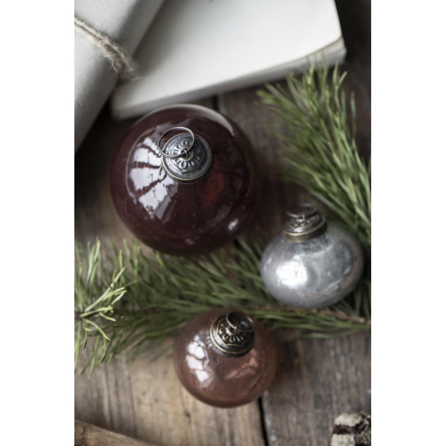 Новогодний шар Christmas pebbled glass coral almond