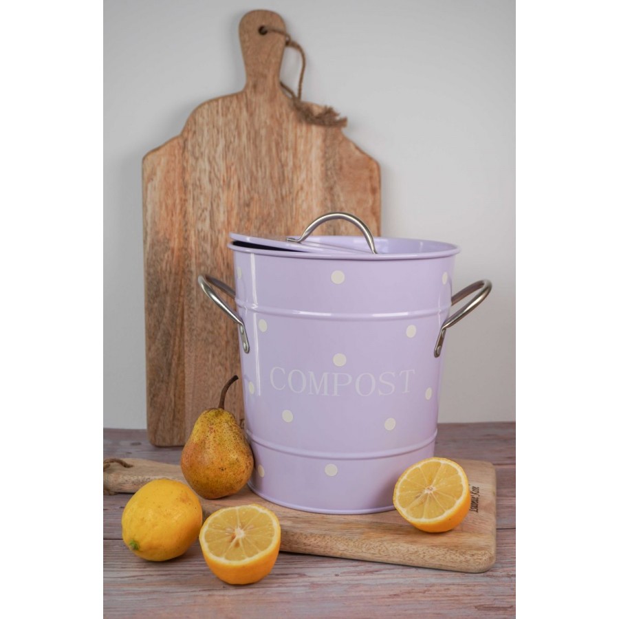 Контейнер для компоста лавандовый Lilac with white dots 21x19 см