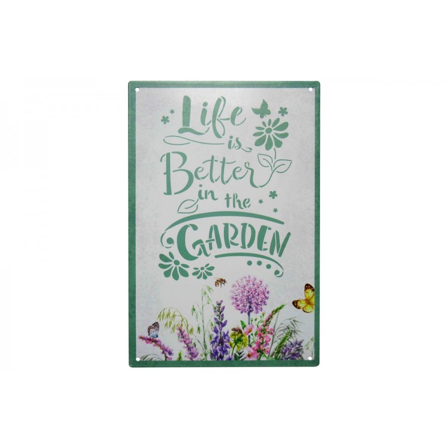 Металлическая табличка Life is better in the garden 20х30 см