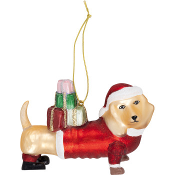Елочная игрушка Dog Winter red