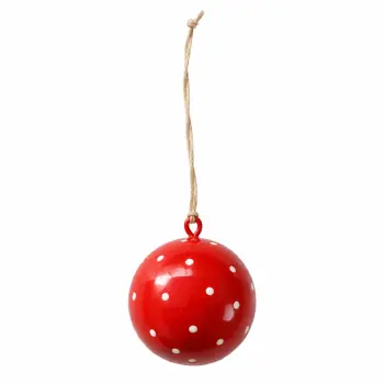 Подвесное украшение Ball red with white dots 5 см