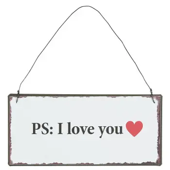 Металлическая табличка PS: I love you 15х7 см