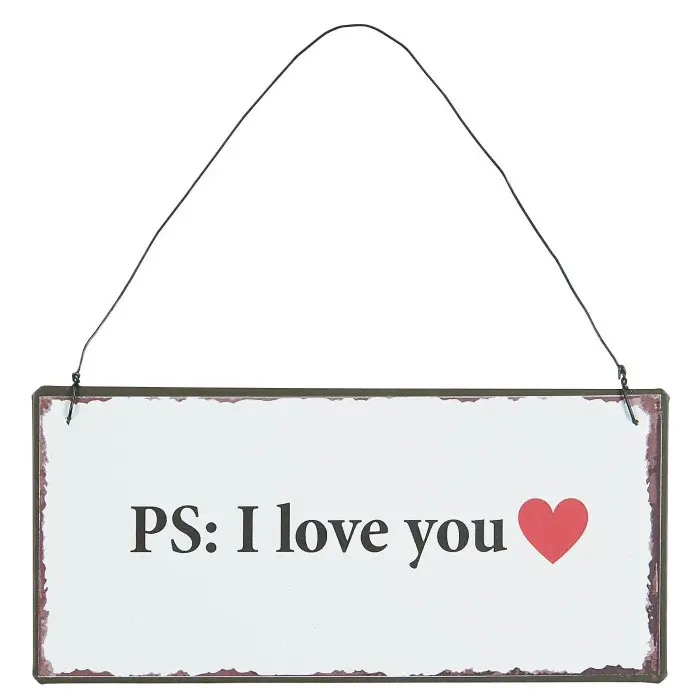 Маталлическая табличка PS: I love you 15х7 см
