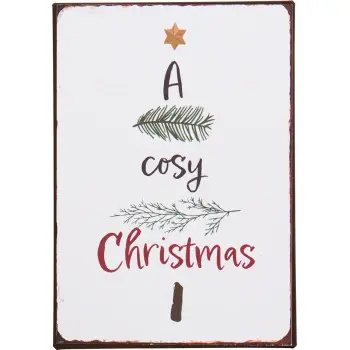 Металлическая табличка A cosy Christmas 14х20 см