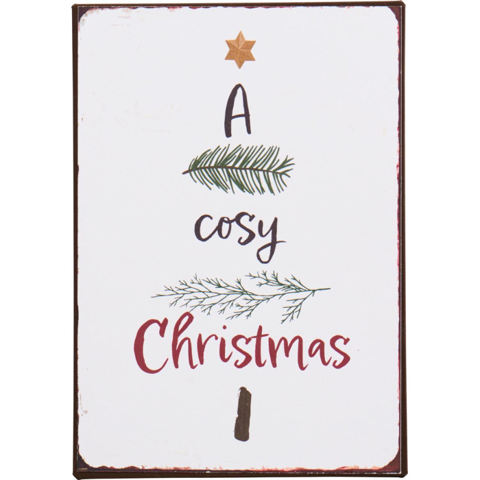 Металлическая табличка A cosy Christmas 14х20 см