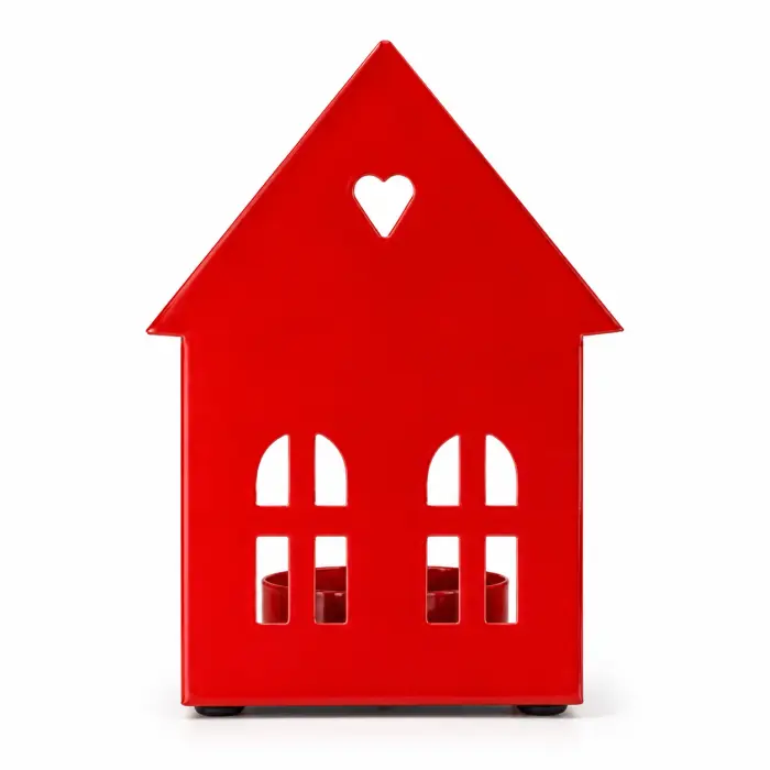 Подсвечник tealight house facade red oval windows.