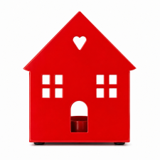 Подсвечник tealight house facade red 2 windows.