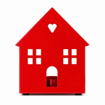 Подсвечник tealight house facade red 2 windows.