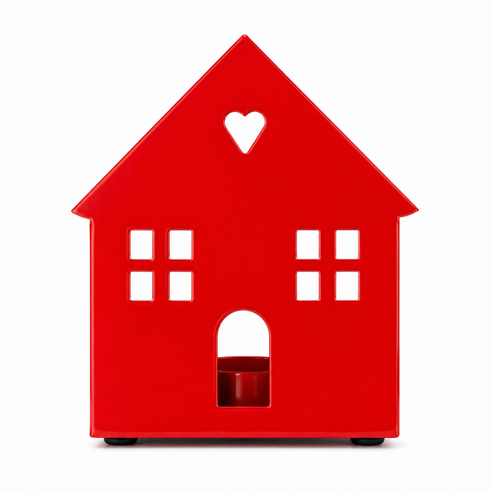 Подсвечник tealight house facade red 2 windows.
