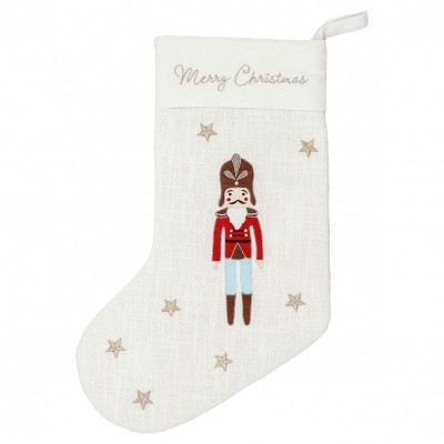 Новогодний носок Nutcracker white w emb