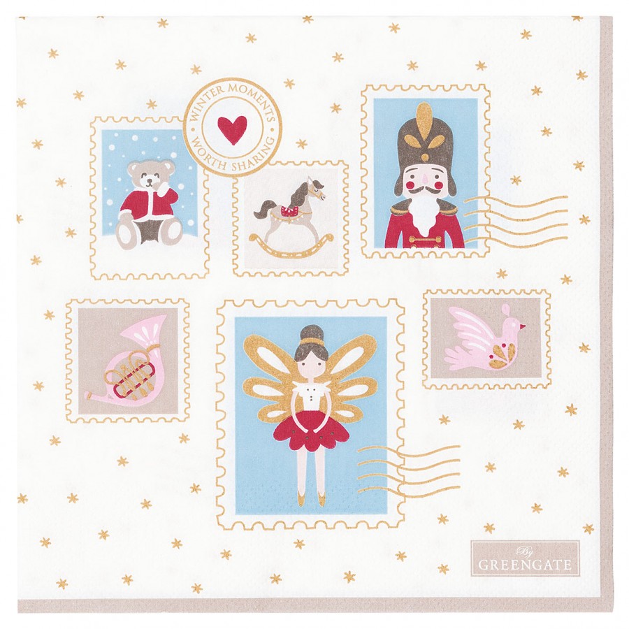 Салфетки бумажные Xmas letter white 33x33 см, 20 шт