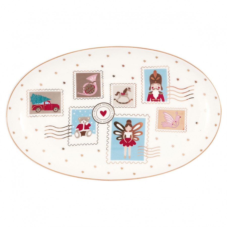 Блюдо сервировочное Xmas letter white small