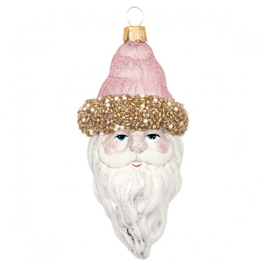 Елочная игрушка Santa pale pink hat medium