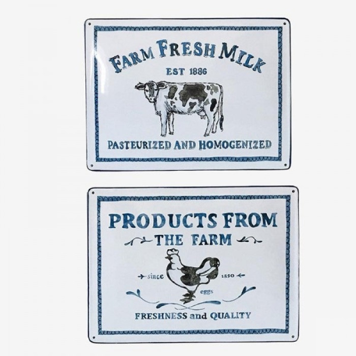 Набор металлических табличек chicken/cow 2 шт