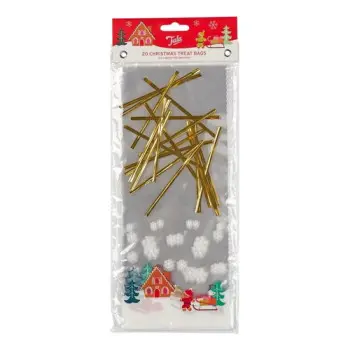 Набор пакетов для сладостей Xmas Gingerbread Snow 12.5x28.5 см, 20 шт, с завязками