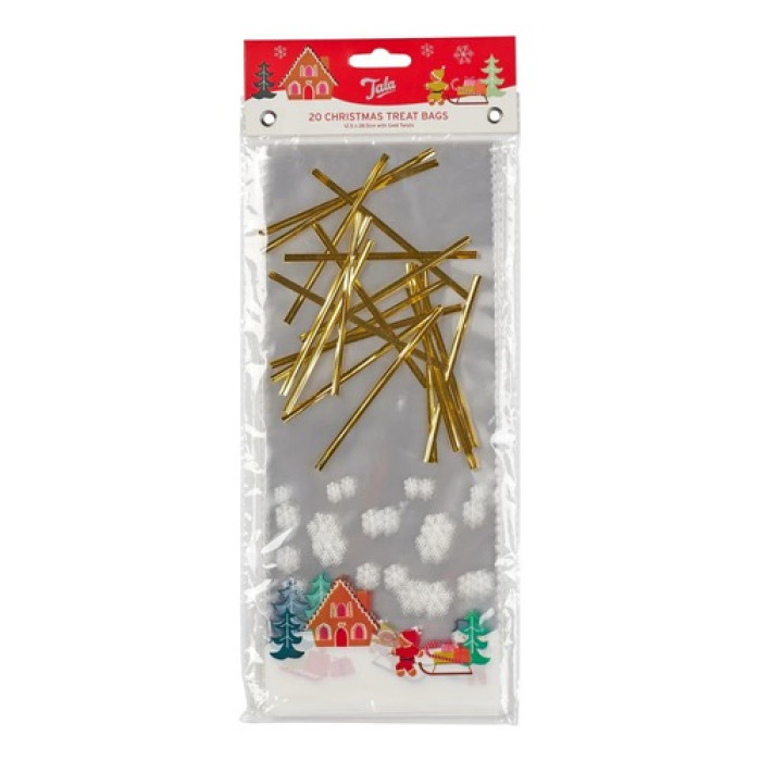 Набор пакетов для сладостей Xmas Gingerbread Snow 12.5x28.5 см, 20 шт, с завязками