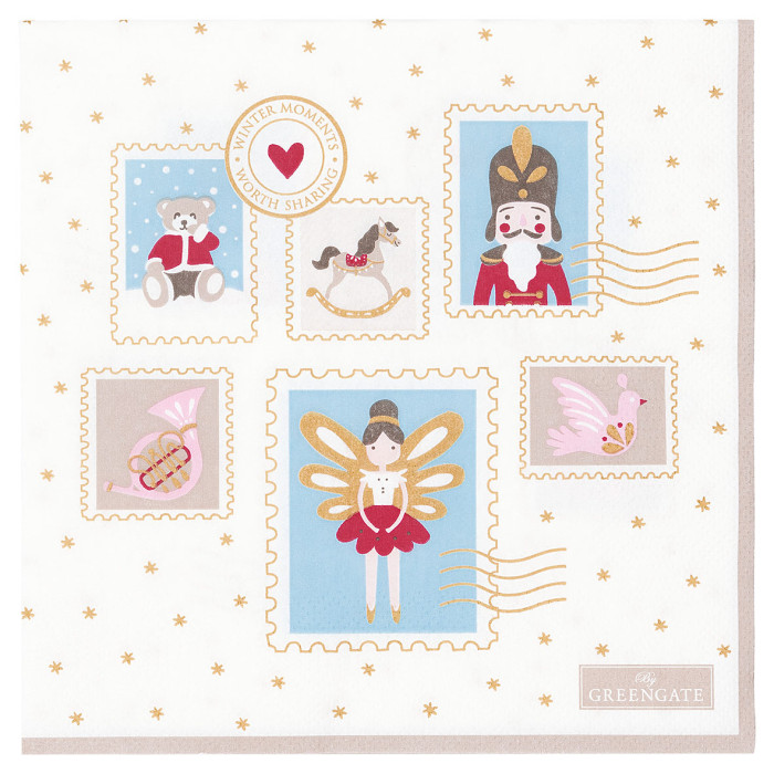Салфетки бумажные Xmas letter white 33x33 см, 20 шт