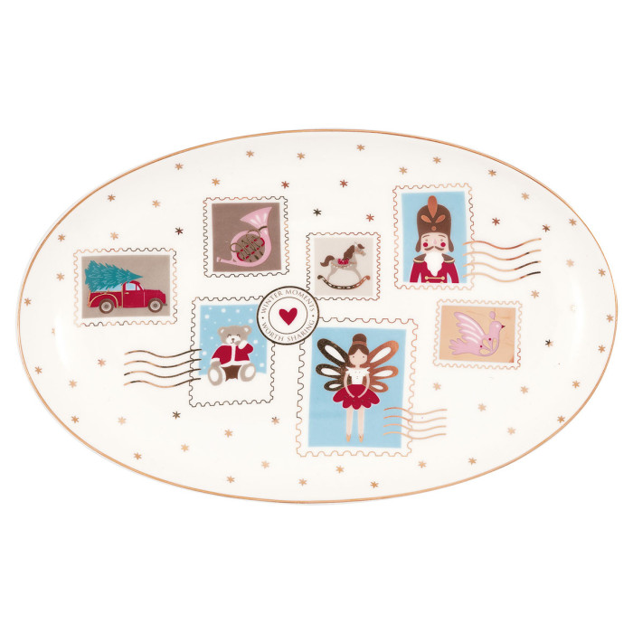 Блюдо сервировочное Xmas letter white small