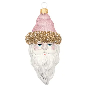 Елочная игрушка Santa pale pink hat medium
