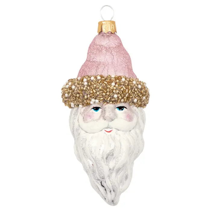 Елочная игрушка Santa pale pink hat medium