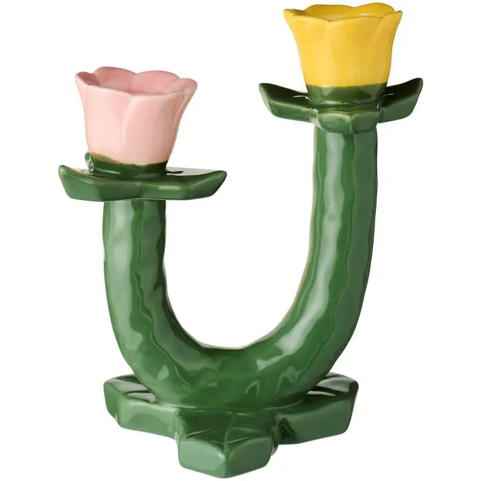 Подсвечник green yellow and light pink flower